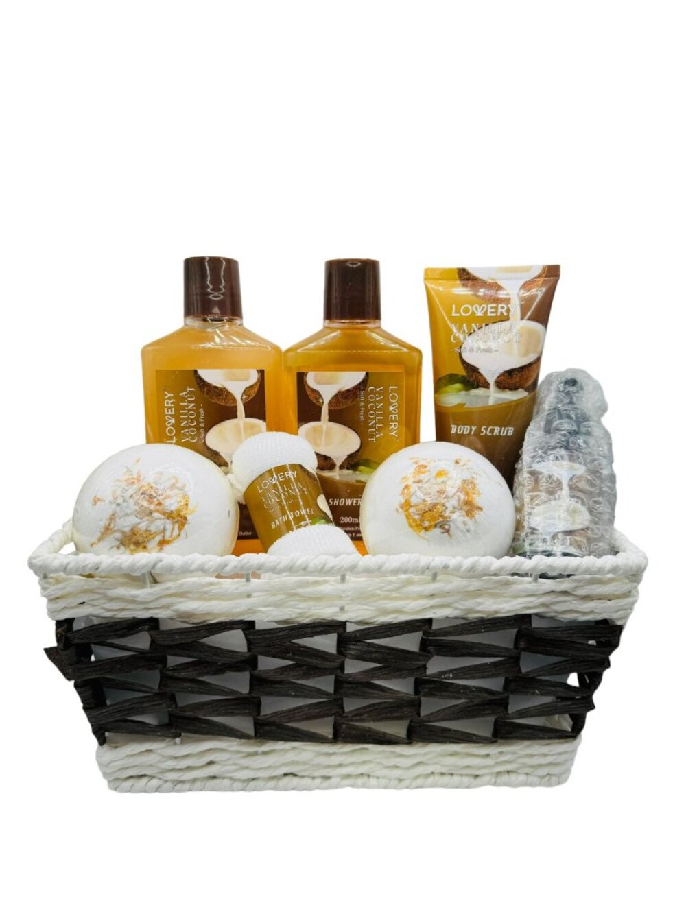 Lovery Gift Spa Basket Vanilla Coconut Bath Set in Basket